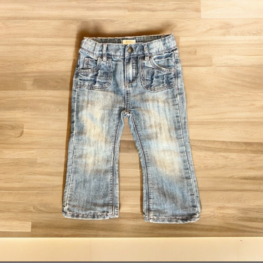 Joe Fresh Kid’s Faded Jeans Pink Stitching Snap Closure Buttons Back SZ 2 Years